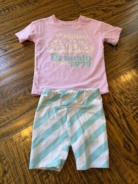 Barbie Kids Pink 'Malibu Dreamin' Shirt and Bike Short Set